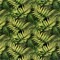 Noir - Black,Green Leaves,Tropical & Botanical Upholstery Fabric 54 Inches"